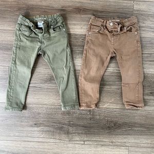 Zara Baby Boy Slim Fit Jeans 18-24M - Toddler Denim - Brown and Green